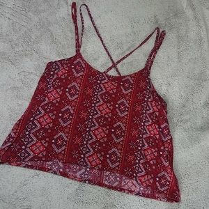 Aztec print maroon/red/blue crop top